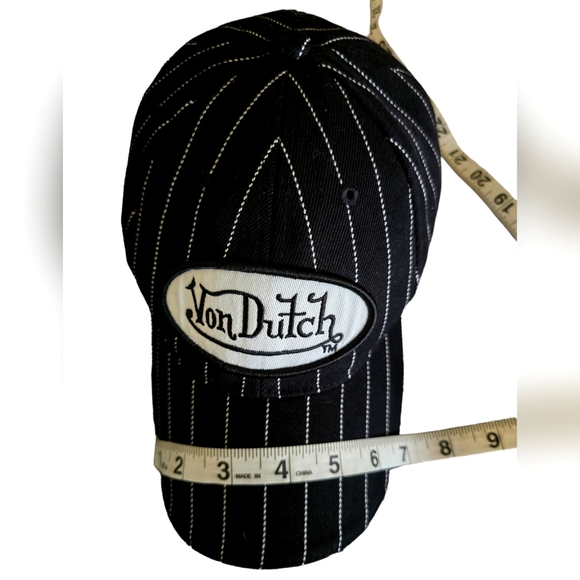 🖤 Von Dutch Originals Vintage Rare HTF Striped Kustommade Velcro Back Hat - Picture 3 of 4